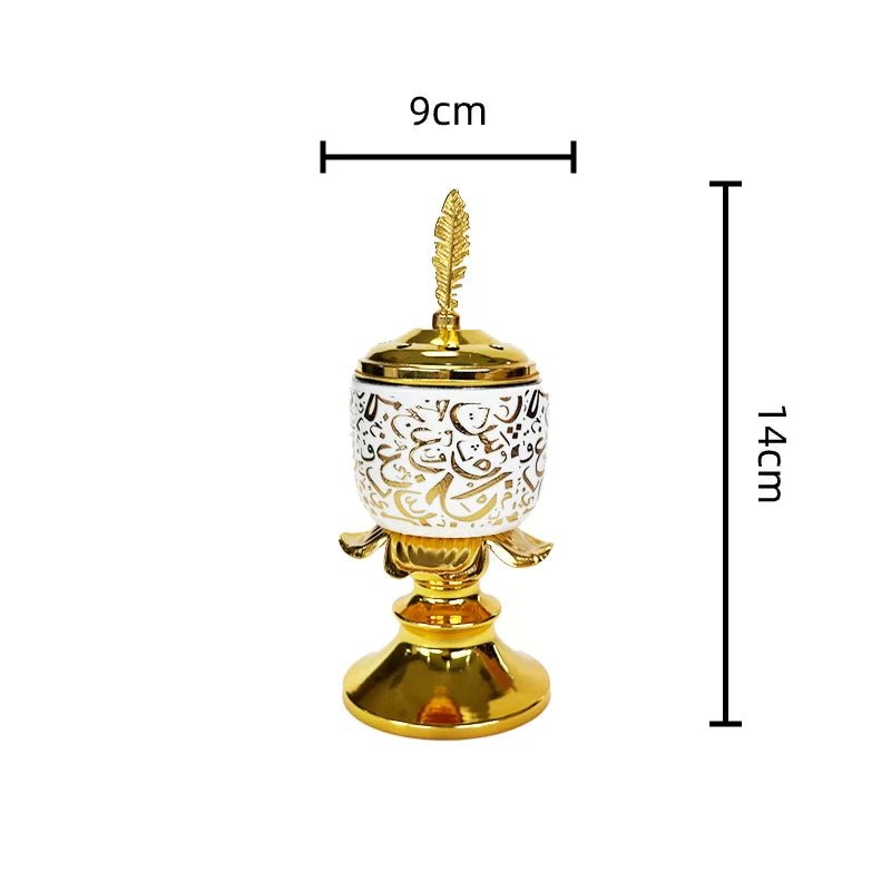 Arabic Metal Ceramic Incense Burner 9*14cm 1pc