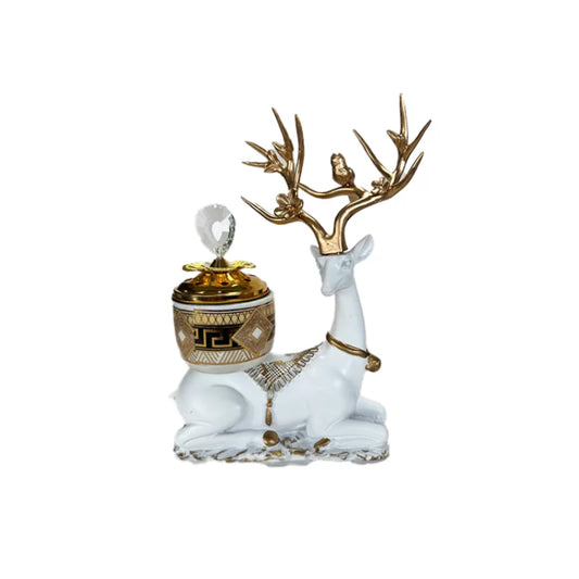 Arabic Metal Ceramic Incense Burner – Deer White 16*19cm 1pc