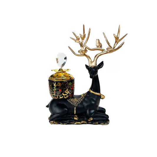 Arabic Metal Ceramic Incense Burner – Deer Black 16*19cm 1pc