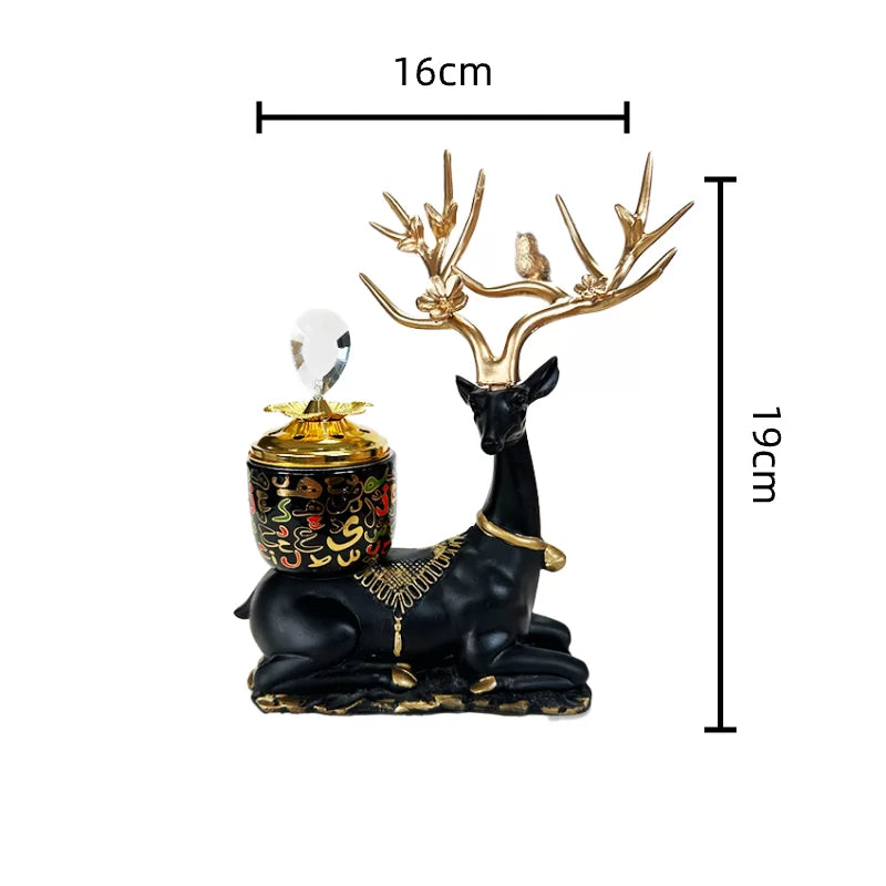 Arabic Metal Ceramic Incense Burner – Deer Black 16*19cm 1pc