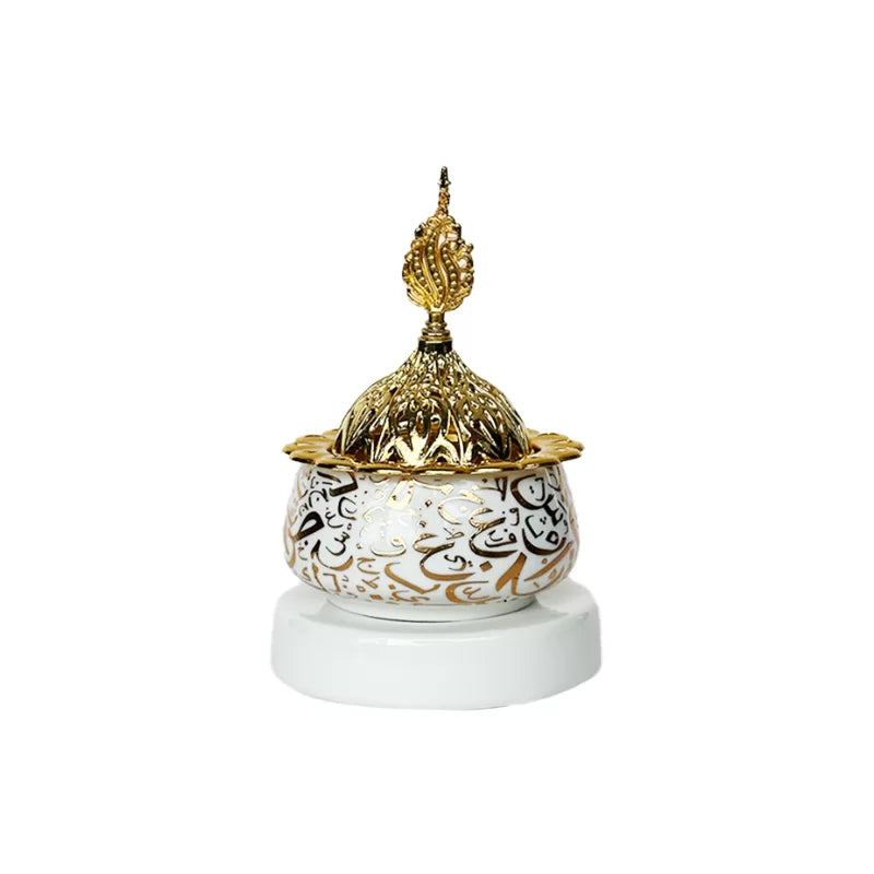 Arabic Metal Ceramic Incense Burner 10*13cm 1pc