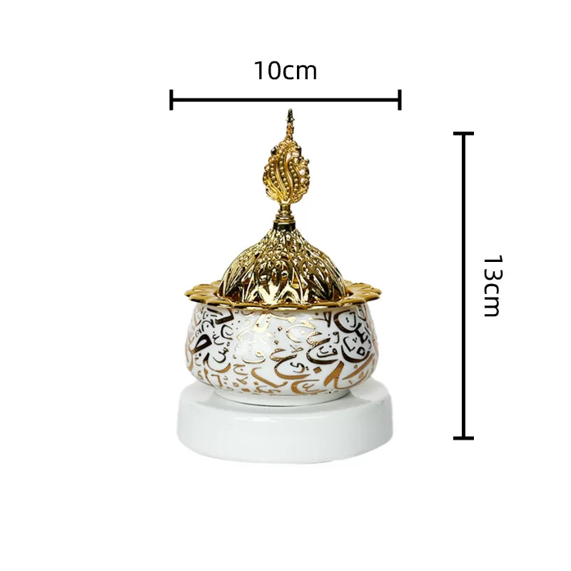 Arabic Metal Ceramic Incense Burner 10*13cm 1pc