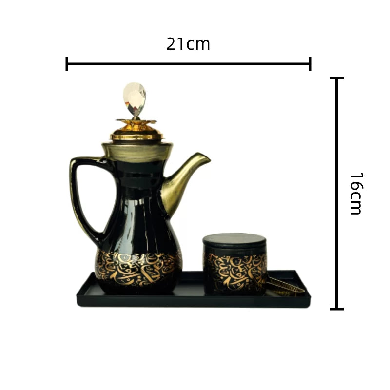 Arabic Metal Ceramic Incense Burner Set 21*16cm