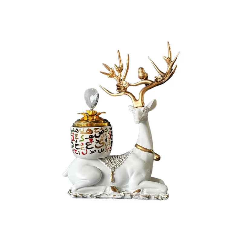 Arabic Metal Ceramic Incense Burner – Deer White