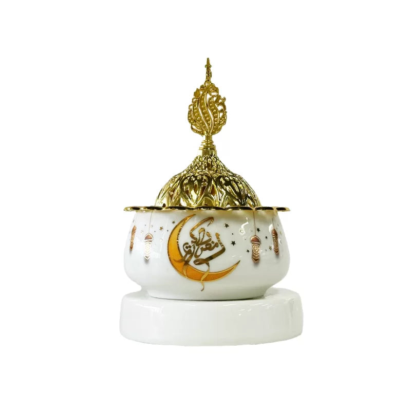 Arabic Metal Ceramic Incense Burner 9*14cm