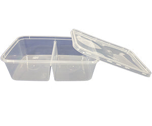 650ml 2 Section Container With Lid (50 Pk) NIS Packaging & Party Supply