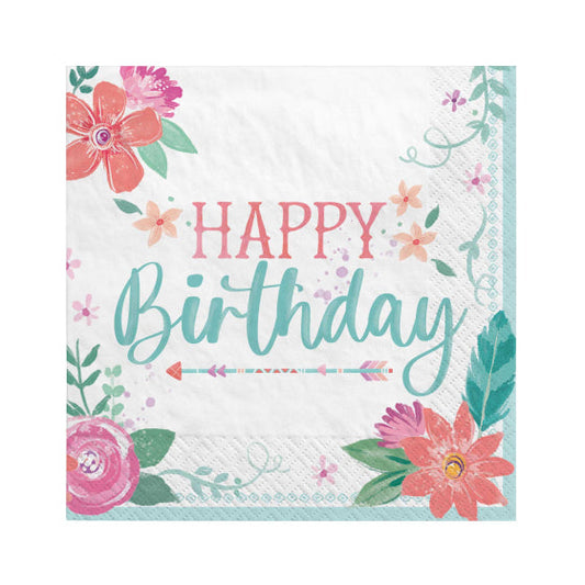 Free Spirit Happy Birthday Lunch Napkins 16pk