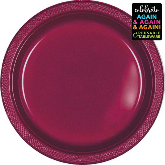 Plastic Round Plates (7"/17cm) 20 Pack-Berry