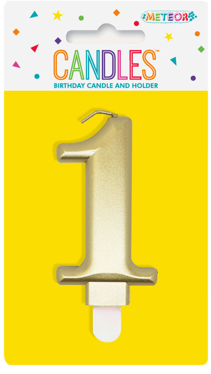 NUMERAL CANDLE 1 - METALLIC GOLD 1pc