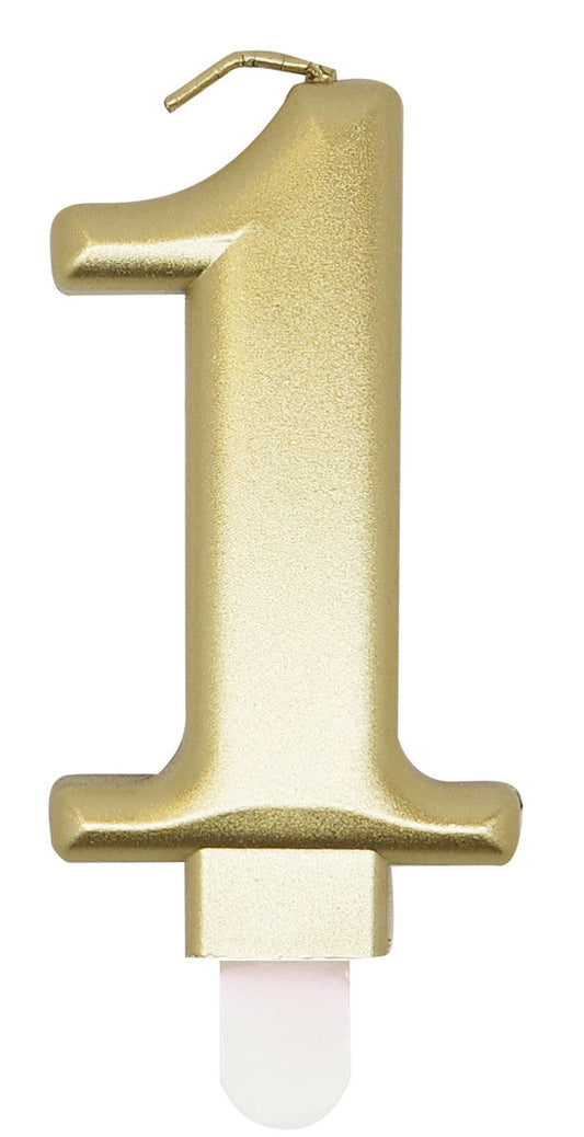 NUMERAL CANDLE 1 - METALLIC GOLD 1pc