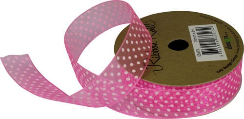 Ribbon Roll Organza 20MMX3M PINK SPOTS 1pc