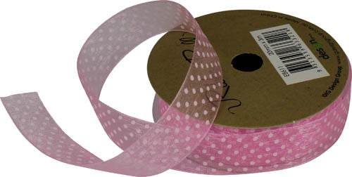 Ribbon Roll Organza 20MMX3M Light PINK SPOTS 1pc