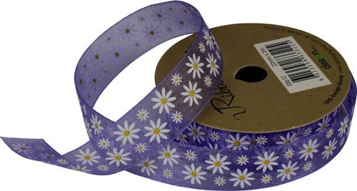 Ribbon Roll Organza 20MMX3M LILAC FLOWERS 1pc