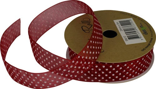 Ribbon Roll Organza 20MMX3M RED SPOTS 1pc