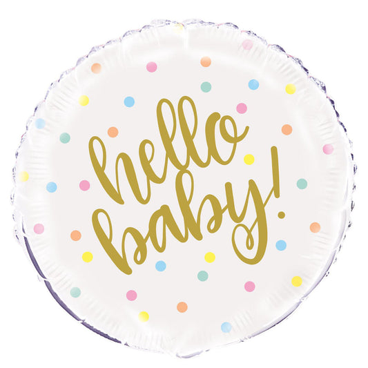 HELLO BABY 45CM (18") FOIL BALLOON PACKAGED 1pk