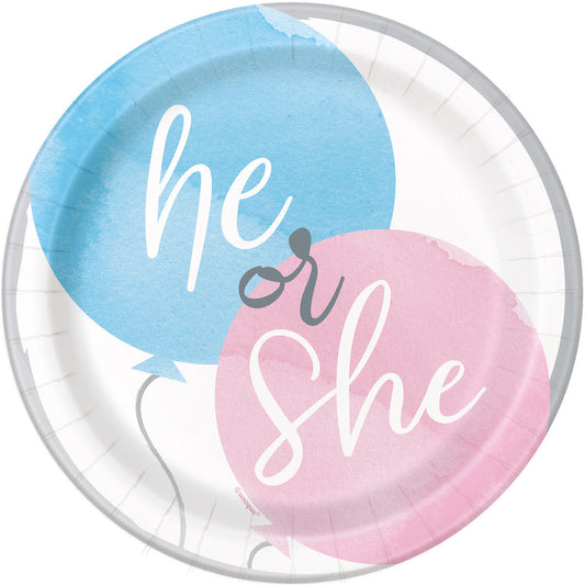 BABY REVEAL 8 X 18CM (7") PAPER PLATES