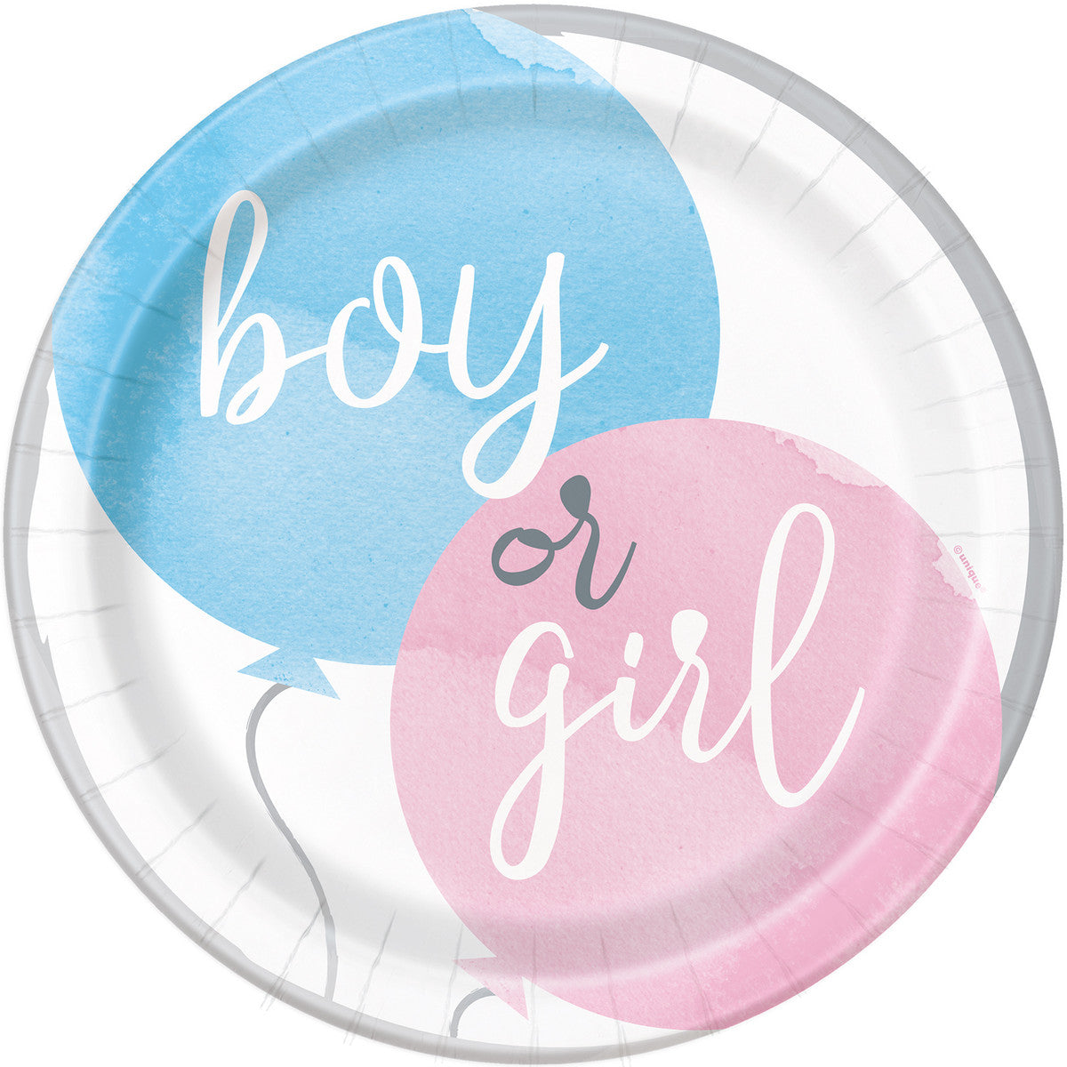 BABY REVEAL 8 X 23CM (9") PAPER PLATES