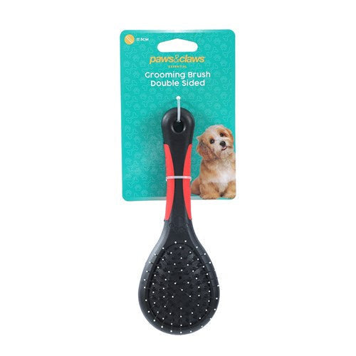 GROOMING BRUSH DOUBLE SIDED 17.5CM BLACK & RED