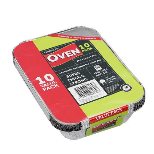 FOIL CONTAINER W/LID 26.5X19.5X6.5CM 10PK