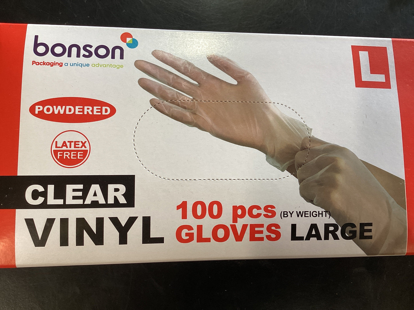 GLOVES VINYL LARGE Powered 100PK