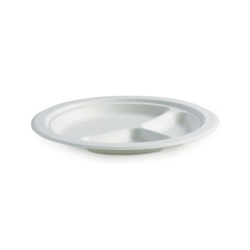 Reusable White Plastic 10"3cp 260mm Plates 50pk