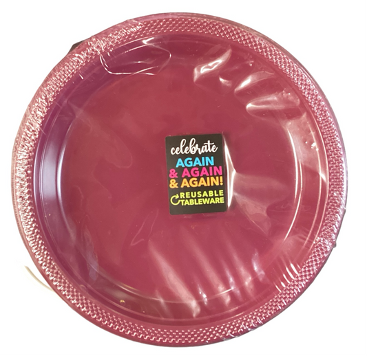 PREMIUM PLASTIC PLATES 26CM 20 PACK - BERRY