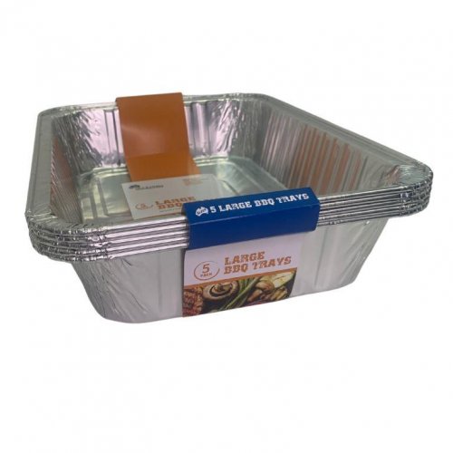 Aluminium Large BBQ Foil Tray 367x273x71mm Pack of 5 NIS Packaging & Party Supply