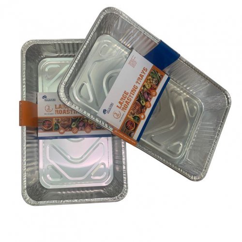 Aluminium Large Rectangle Foil Roasting Tray 530x320x85mm Pack of 3 NIS Packaging & Party Supply