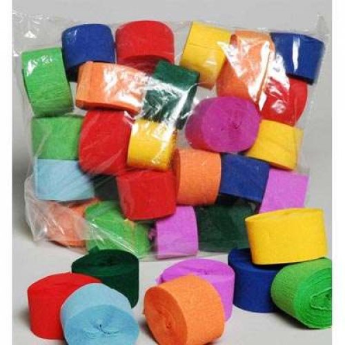 Assorted Colour Crepe Streamer 13m x 25mm Pack of 24 NIS Packaging & Party Supply