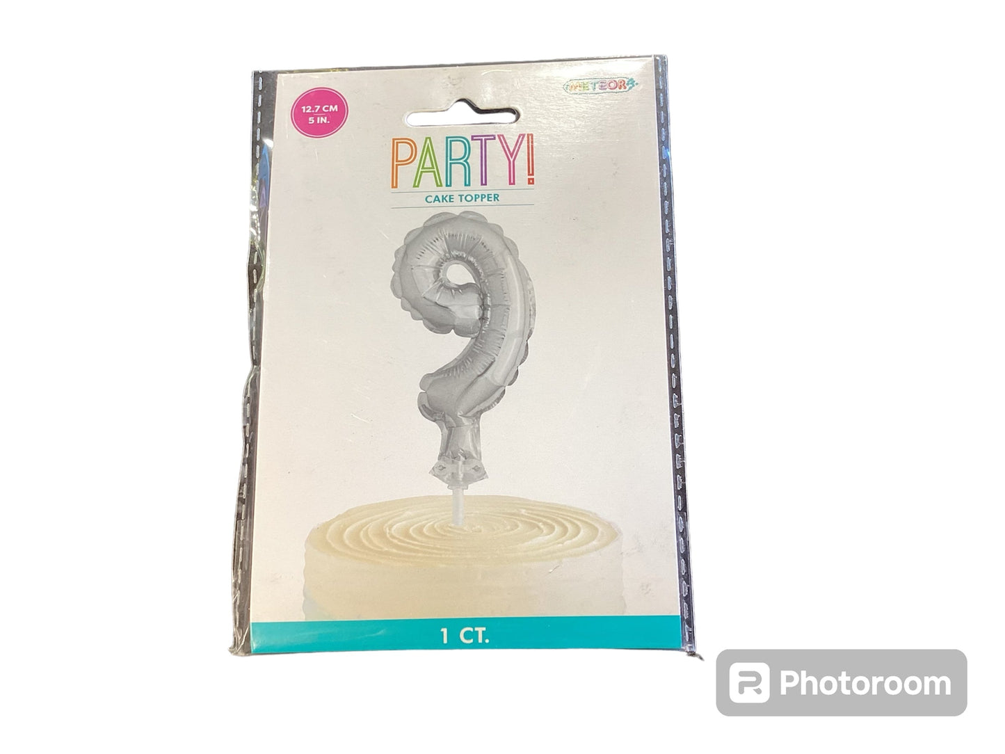 Cake Topper Silver 9 Number 12.7cm 1pcs