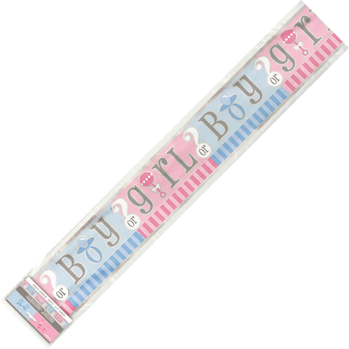 BABY REVEAL BABY SHOWER FOIL BANNER 3.65M (12') NIS Packaging & Party Supply