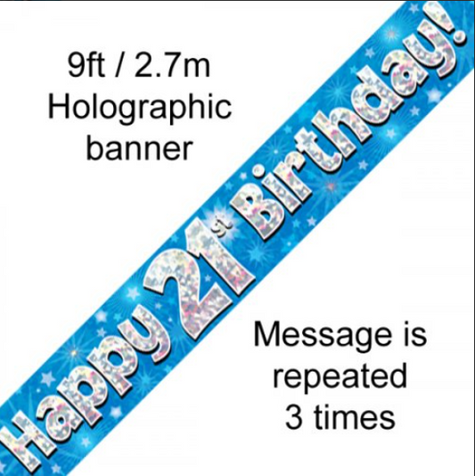 Buy BANNER BLUE HAPPY 21ST BDAY at NIS Packaging & Party Supply Brisbane, Logan, Gold Coast, Sydney, Melbourne, Australia