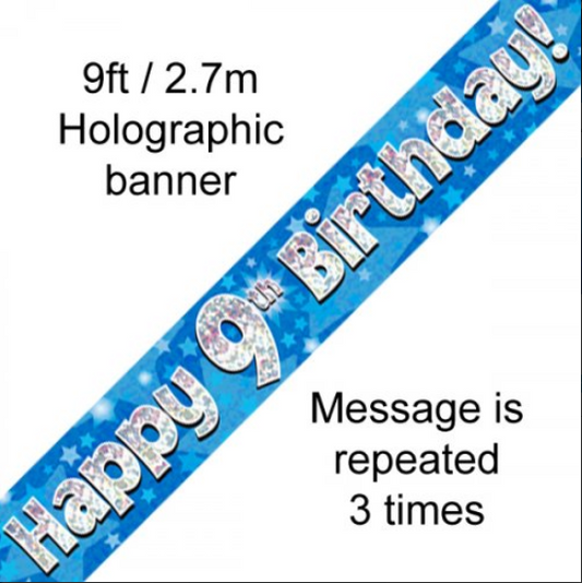 Buy BANNER BLUE HAPPY 9TH BDAY at NIS Packaging & Party Supply Brisbane, Logan, Gold Coast, Sydney, Melbourne, Australia