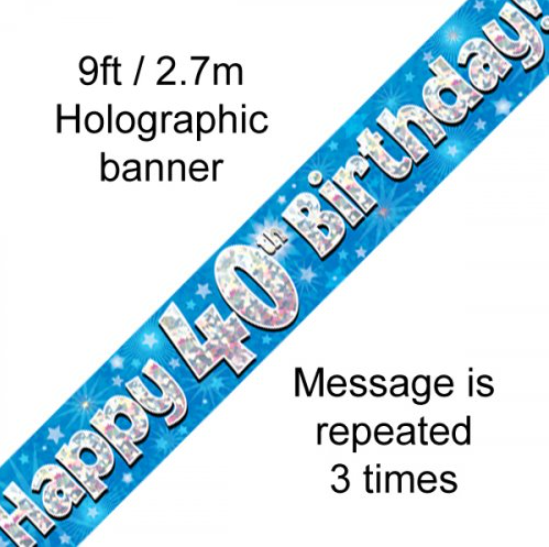 Buy BANNER BLUE HPY 40TH BDAY at NIS Packaging & Party Supply Brisbane, Logan, Gold Coast, Sydney, Melbourne, Australia