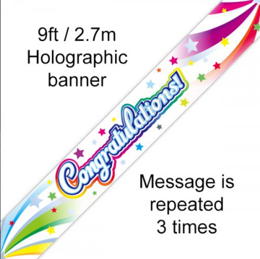 Buy BANNER CONGRATULATIONS 2.7m at NIS Packaging & Party Supply Brisbane, Logan, Gold Coast, Sydney, Melbourne, Australia