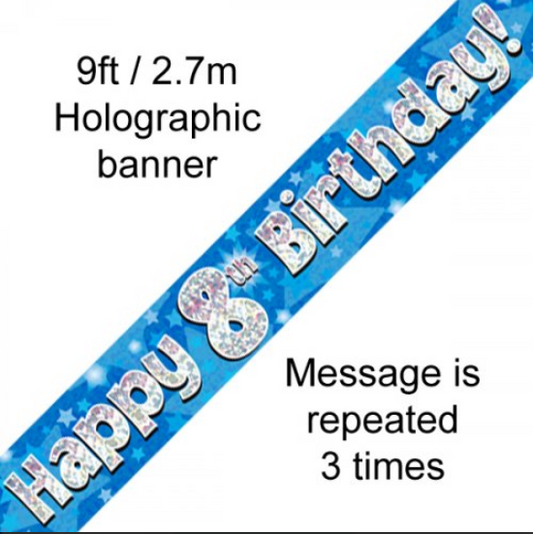 Buy BANNER HAPPY 8TH BDAY at NIS Packaging & Party Supply Brisbane, Logan, Gold Coast, Sydney, Melbourne, Australia