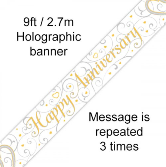 Buy BANNER HAPPY ANNIVERSARY Gold Linked Hearts 1pc at NIS Packaging & Party Supply Brisbane, Logan, Gold Coast, Sydney, Melbourne, Australia