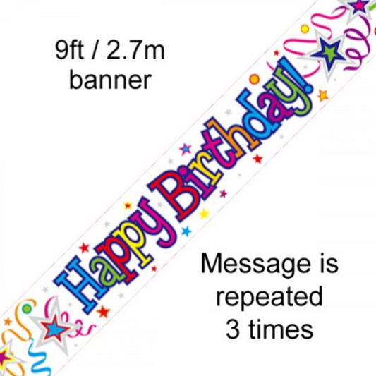 Buy BANNER Happy Birthday RIBBONS STAR at NIS Packaging & Party Supply Brisbane, Logan, Gold Coast, Sydney, Melbourne, Australia