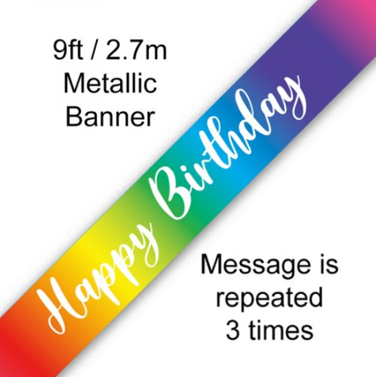 Buy BANNER RAINBOW Happy Birthday 2.7m at NIS Packaging & Party Supply Brisbane, Logan, Gold Coast, Sydney, Melbourne, Australia