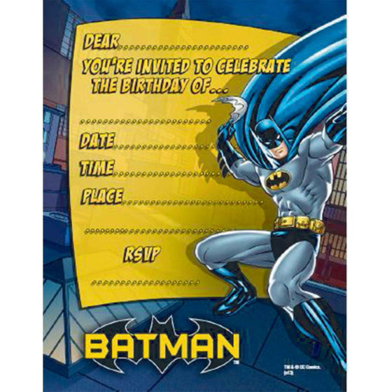 BATMAN Invitations 8pk NIS Packaging & Party Supply