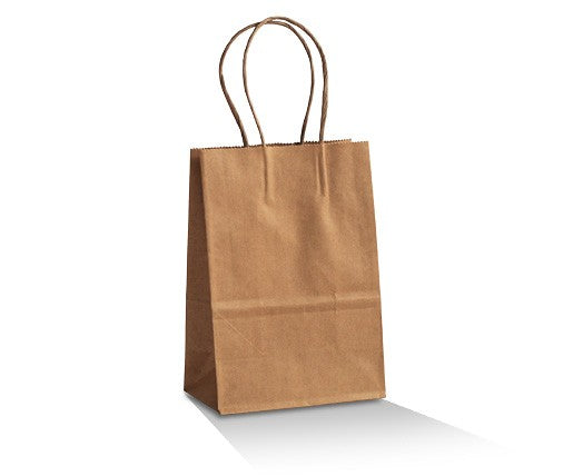 Brown Kraft Bag/Twisted paper handle- Baby 50PK 140x200x80mm