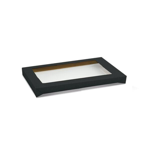 Black Corrugated Rectangle Catering Tray Medium With Lid