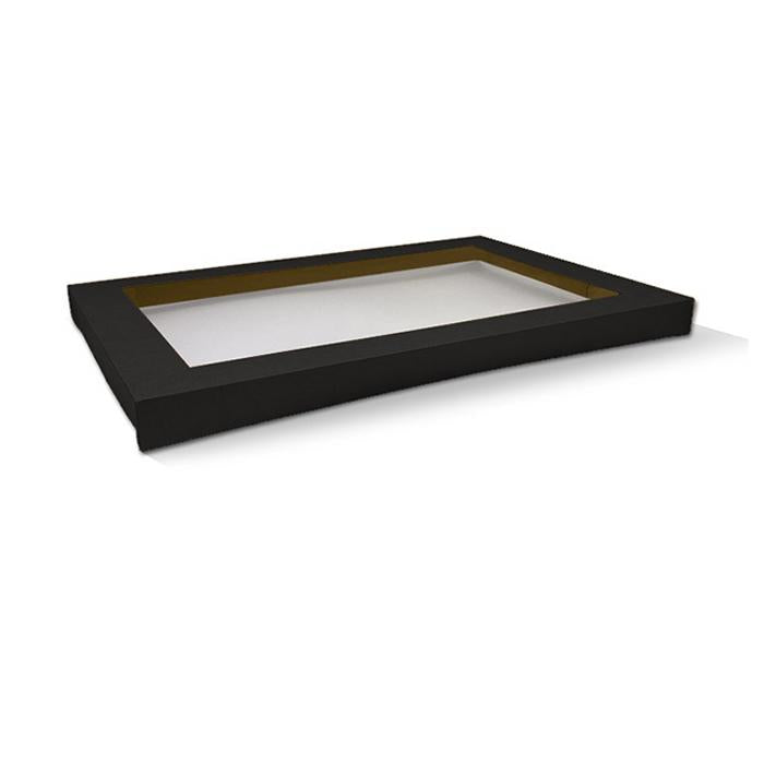 Black Corrugated Rectangle Catering Tray – Large with lid