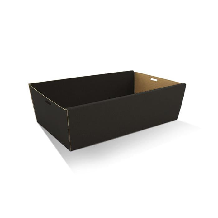 Black Corrugated Rectangle Catering Tray Medium With Lid