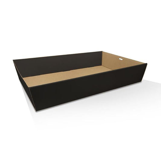 Black Corrugated Rectangle Catering Tray – Large with lid