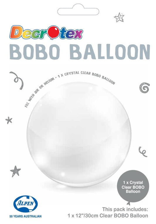 Buy BOBO Clear Balloon 12inch 30cm 1pc at NIS Packaging & Party Supply Brisbane, Logan, Gold Coast, Sydney, Melbourne, Australia