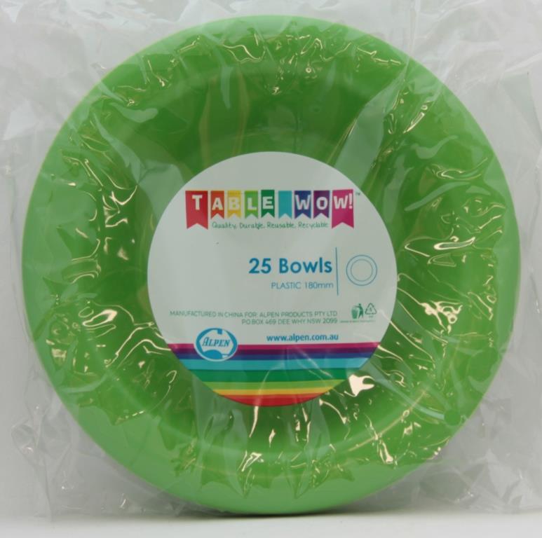 Buy BOWL LIME 180mm P25 at NIS Packaging & Party Supply Brisbane, Logan, Gold Coast, Sydney, Melbourne, Australia