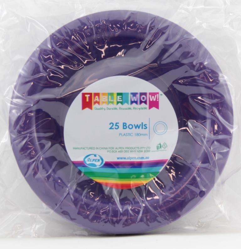 Buy BOWL PURPLE 180mm P25 at NIS Packaging & Party Supply Brisbane, Logan, Gold Coast, Sydney, Melbourne, Australia