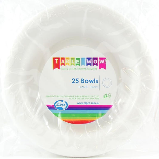 Buy BOWL WHITE 180mm P25 at NIS Packaging & Party Supply Brisbane, Logan, Gold Coast, Sydney, Melbourne, Australia