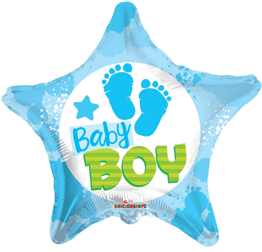 Buy Baby Boy Footprints Star Foil Balloon (45cm) at NIS Packaging & Party Supply Brisbane, Logan, Gold Coast, Sydney, Melbourne, Australia